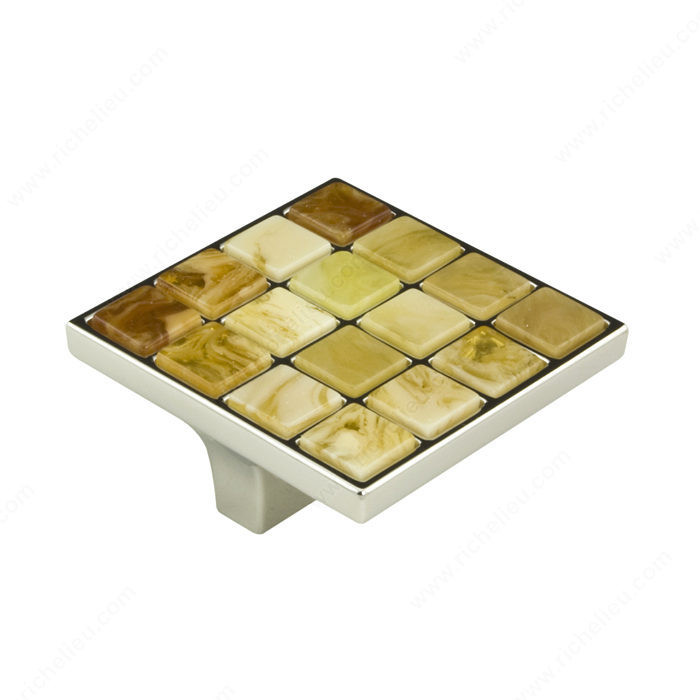 Precious Materials Collection Knob - 30245, Precious stone, Finish Polished Nickel / Amber, Material Metal / Amber