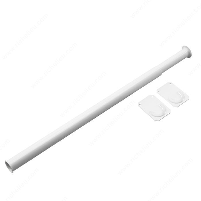 Adjustable Hanging Rod with Separated Ends - White, Minimum Length 30 in, Maximum Length 48 in