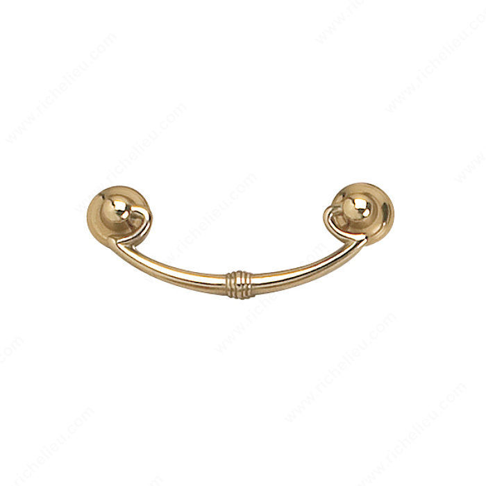 Traditional Brass Pull - 3069, Center to Center 64 mm, Finish Brass, Projection - Overall Dimensions 33 mm