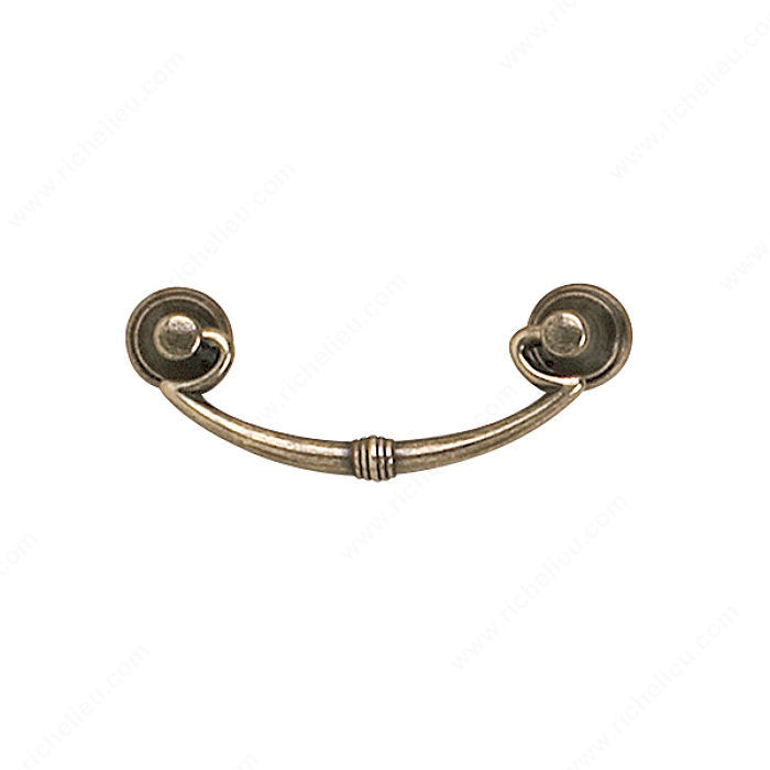 Traditional Brass Pull - 3069, Center to Center 64 mm, Finish Burnished Brass, Projection - Overall Dimensions 33 mm