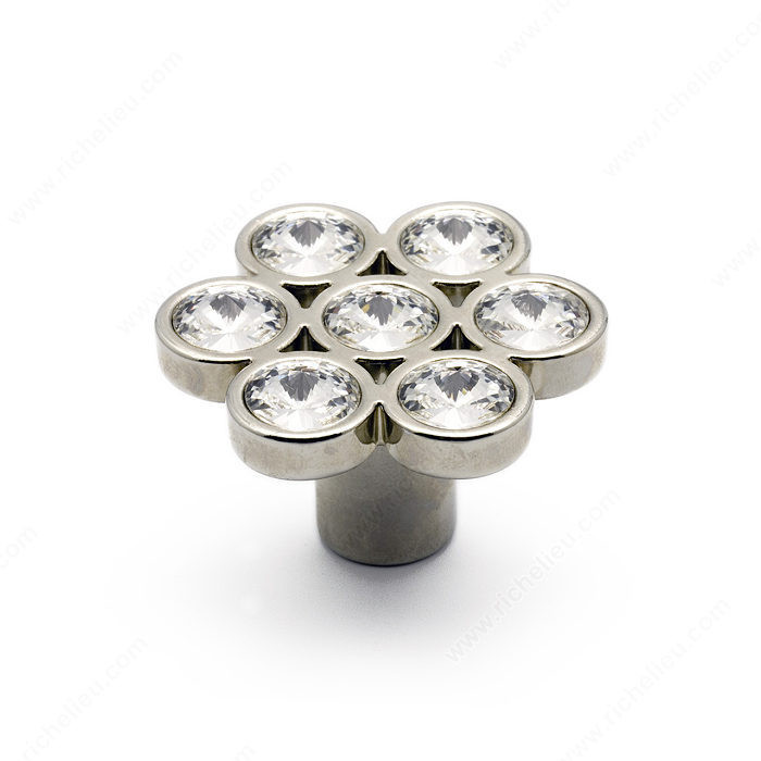 Contemporary Glass & Swarovski Crystal Knob - 3077, Finish Clear / Chrome