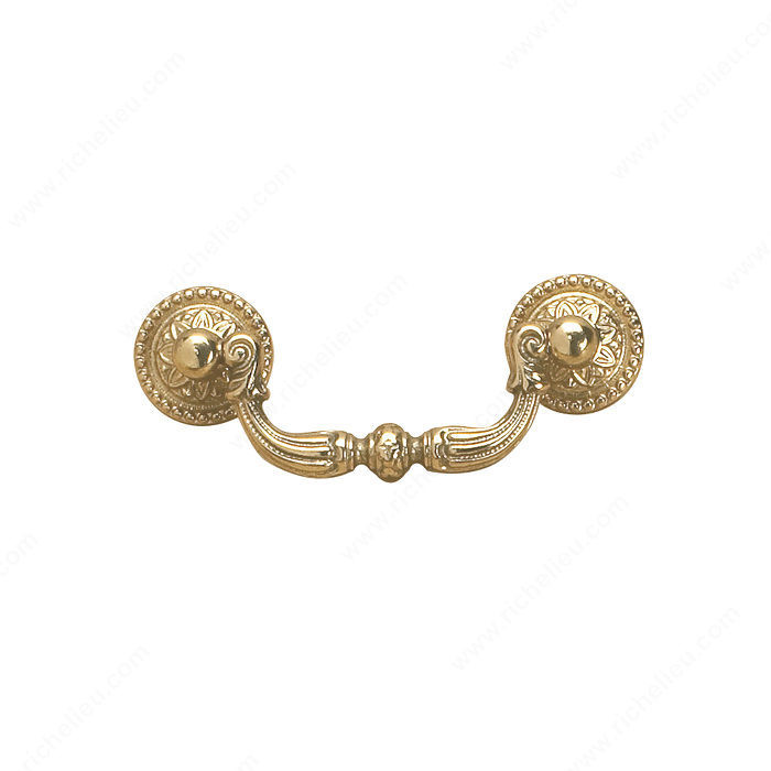 Traditional Solid Brass Pull - 3085, Center to Center 64 mm, Finish Brass, Projection - Overall Dimensions 33 mm