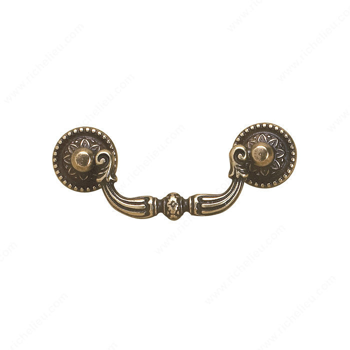 Traditional Solid Brass Pull - 3085, Center to Center 64 mm, Finish Burnished Brass, Projection - Overall Dimensions 33 mm