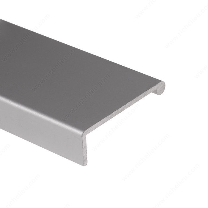 Contemporary Pull Handle for 5/8-3/4 Panel - 31 and 41, No grooves needed., Finish Satin Aluminum, Thickness 5/64 in