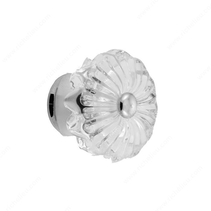 Cabinet Knob 330, Finish Clear / Chrome, Diameter - Overall Dimensions 1 5/8 in, Projection - Overall Dimensions 1 1/4 in