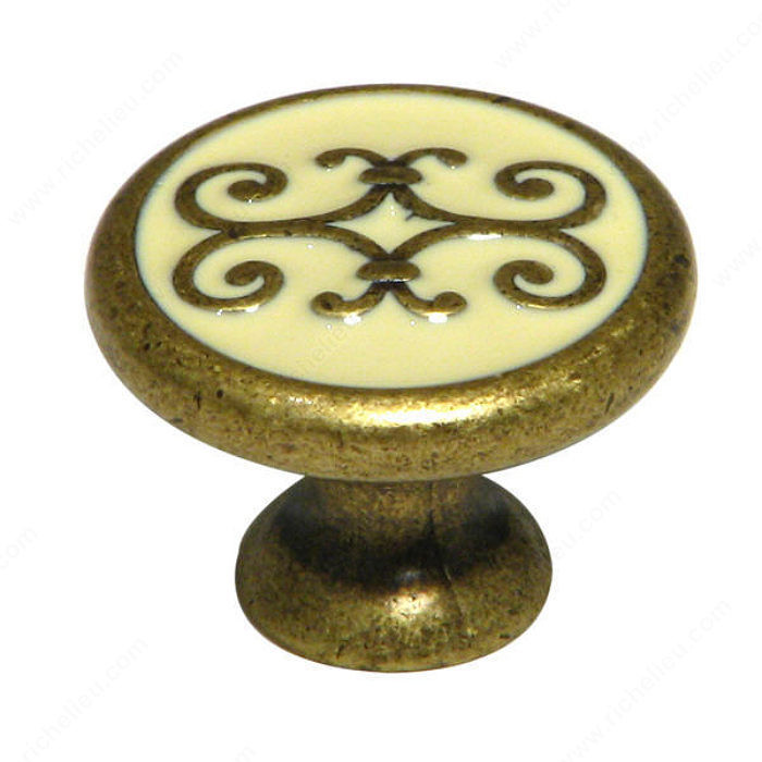 Traditional Brass and Enamel Knob - 341,