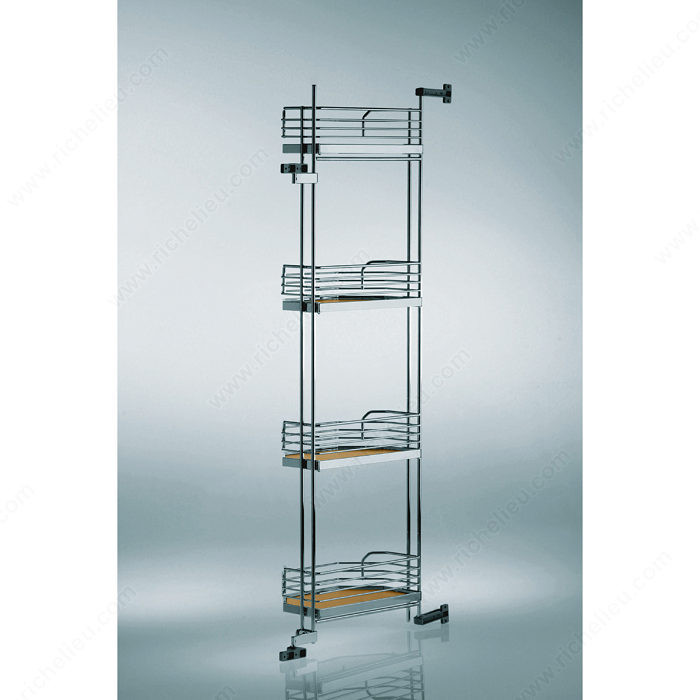 Arena Door Baskets for Tandem Depot System, Width Min. 462 mm, Height Min. 1 100 mm, Finish Chrome / Maple, Height 1 070 mm