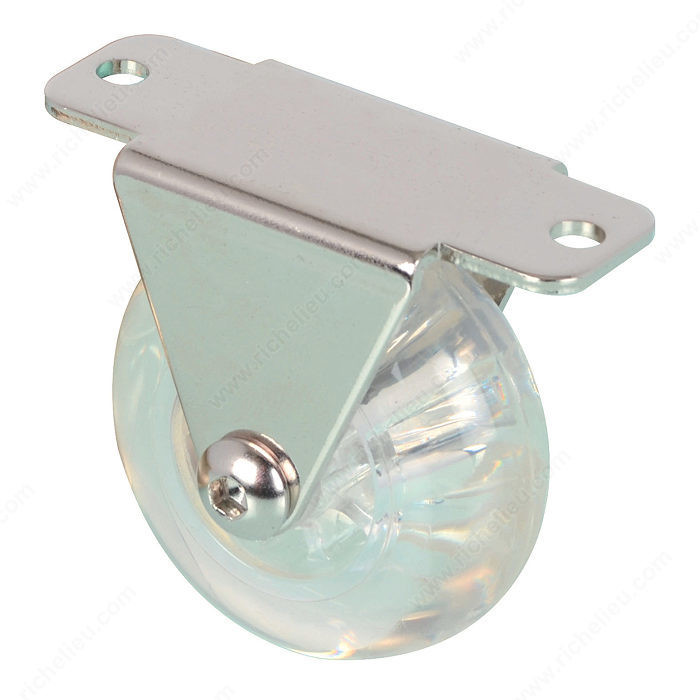 Contemporary Clear Furniture Caster, Caster for indoor use that combines design and functionality., Total Height 57.5 mm, Fastening Type Fixed, Mounting Plate Dimension 65 mm x 29 mm