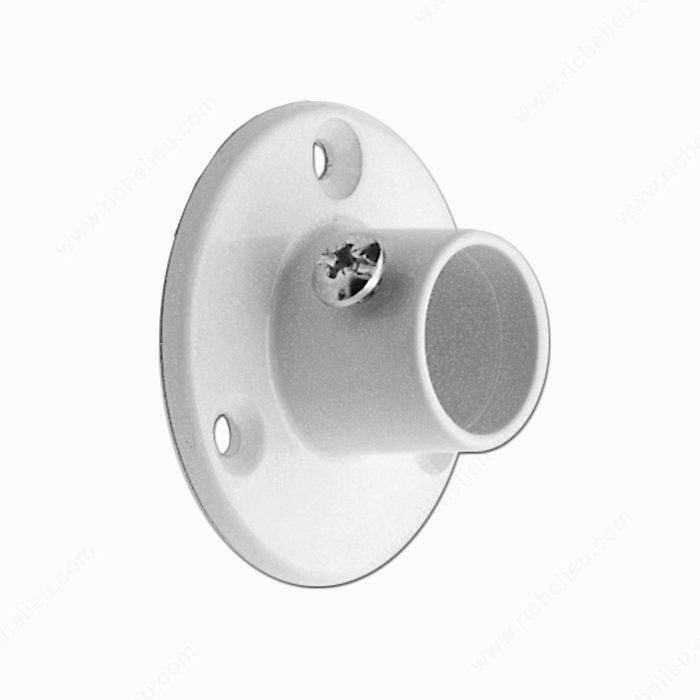 1 Closed Round Support with Clamping Screw, Finish White, Material Zamac