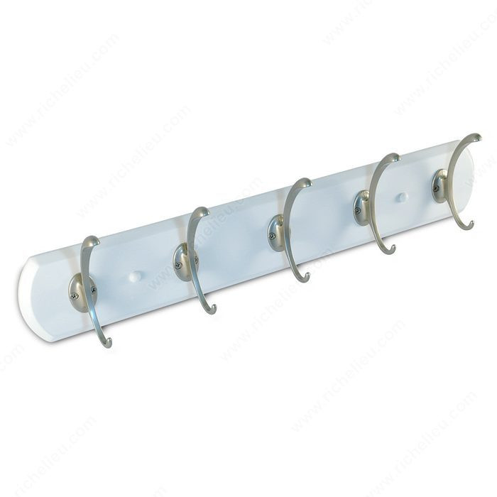 Transitional Hook Rack - 37, Board Finish White, Finish Matte Nickel / White, Our Divisions Nystrom
