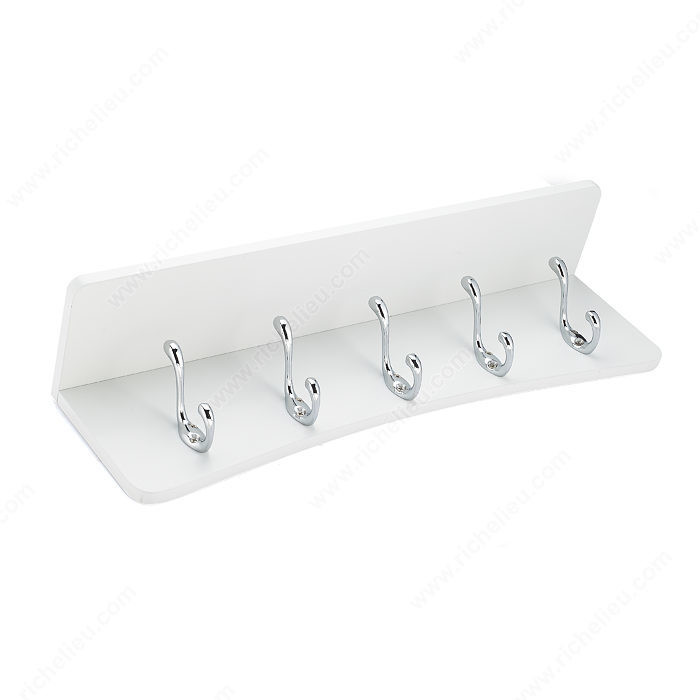 Utility Hook Rack - 37, Board Finish White, Finish Chrome / White