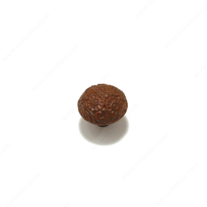 Traditional Cast Iron Knob - 3770, Finish Rust, Diameter - Overall Dimensions 38 mm, Projection - Overall Dimensions 34 mm