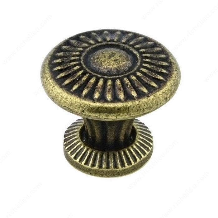 Traditional Cast Iron Knob - 3888, Finish English Bronze, Diameter - Overall Dimensions 32 mm, Projection - Overall Dimensions 29 mm