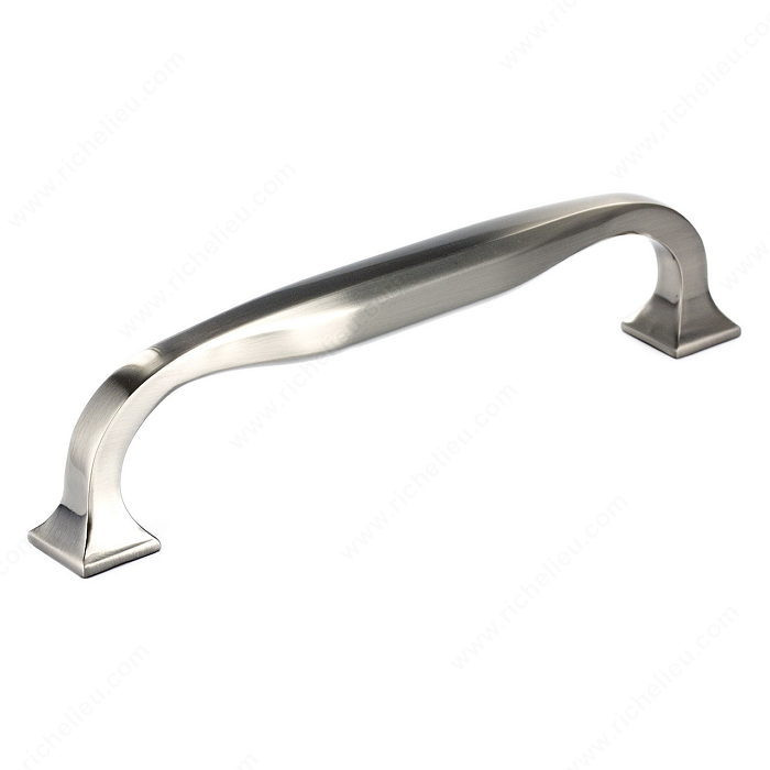 Transitional Metal Pull - 3921, Center to Center 128 mm, Finish Brushed Nickel, Length - Overall Dimensions 142 mm