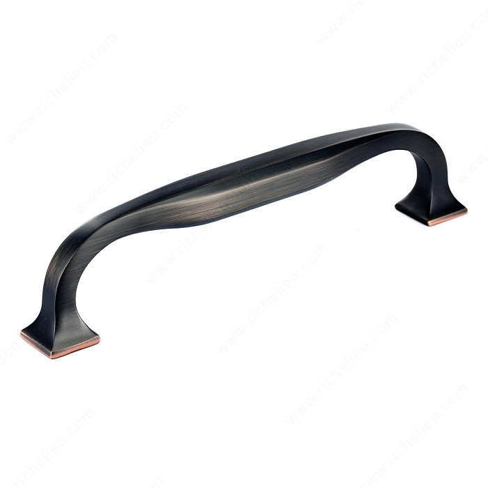Transitional Metal Pull - 3921, Center to Center 128 mm, Finish Brushed Oil-Rubbed Bronze, Length - Overall Dimensions 142 mm