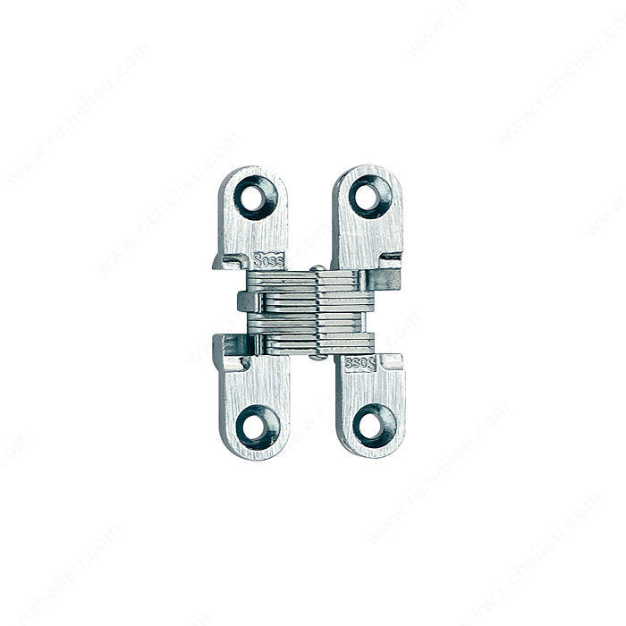 Concealed Steel Hinge - Model #101, The hinge is invisible when closed., Finish Satin Brass