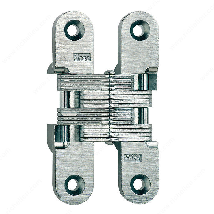 Concealed Steel Hinge - Model #212, The hinge is invisible when closed., Finish Antique Brass