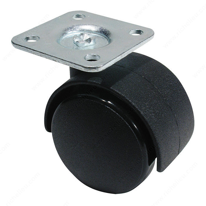Dual-Wheel Furniture Caster - With Plate, Load Capacity Per Caster Max. 25 kg, Wheel Diameter 40 mm, Total Height 55 mm, Tread Width 44.5 mm PRO-PACK 5