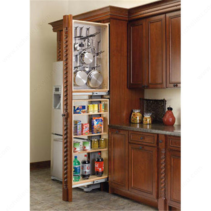 Tall Filler Pull-Out with Magnetic Stainless Steel Pegboard Panel, Height 44 1/2 in, Opening Right