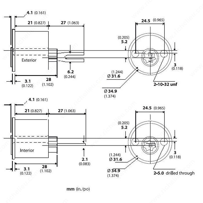 Double Cylinder for Deadbolt - 4400, Finish Brushed Antique Nickel