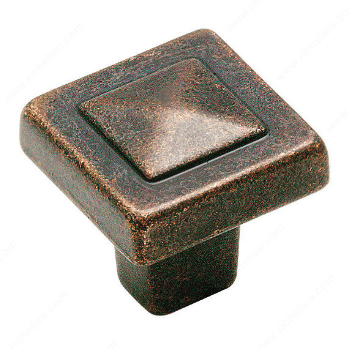 Eclectic Zinc Square Knob - 4429, Finish Rustic Bronze
