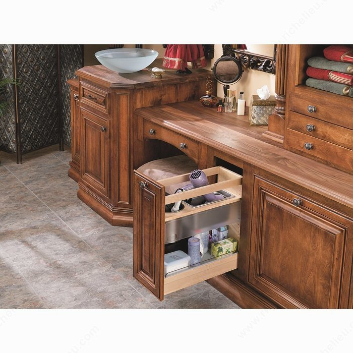 Vanity Base Organizer, Height Min. 25 5/8 in, Height 25 1/2 in, Soft-Closing Mechanism With