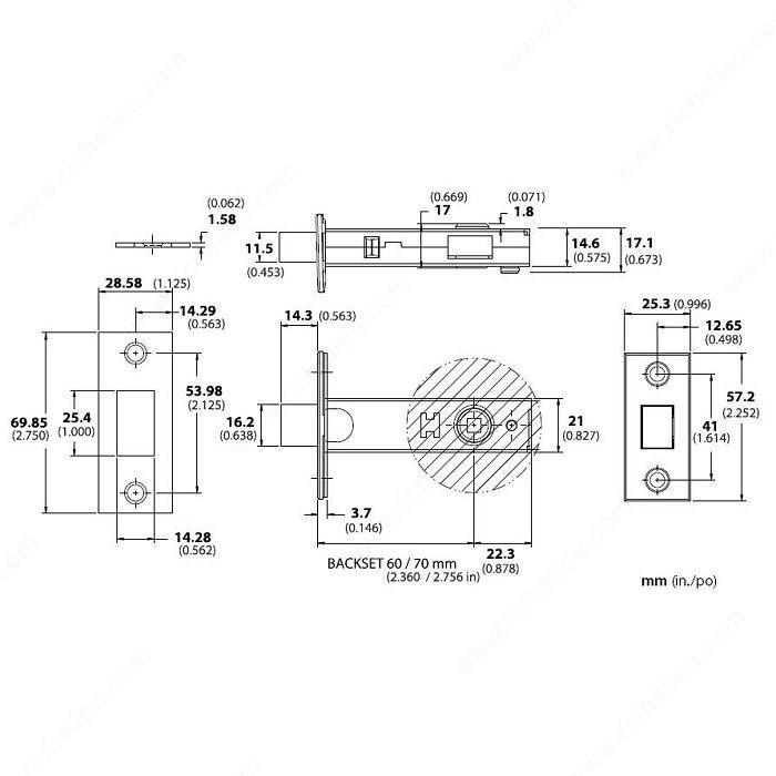 Privacy Bolt, 2.38 - 4900, Finish PVD Polished Nickel