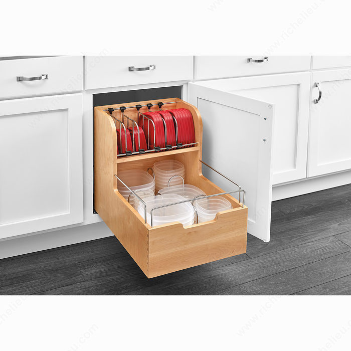 Food storage container organizer, Width 14 1/2 in, Width Min. 15 in