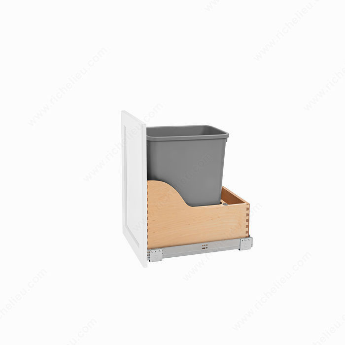 Single Bin Recycling Center, Total Capacity 35 qt, Width 12 in, Depth 19 in, Height 19 3/4 in