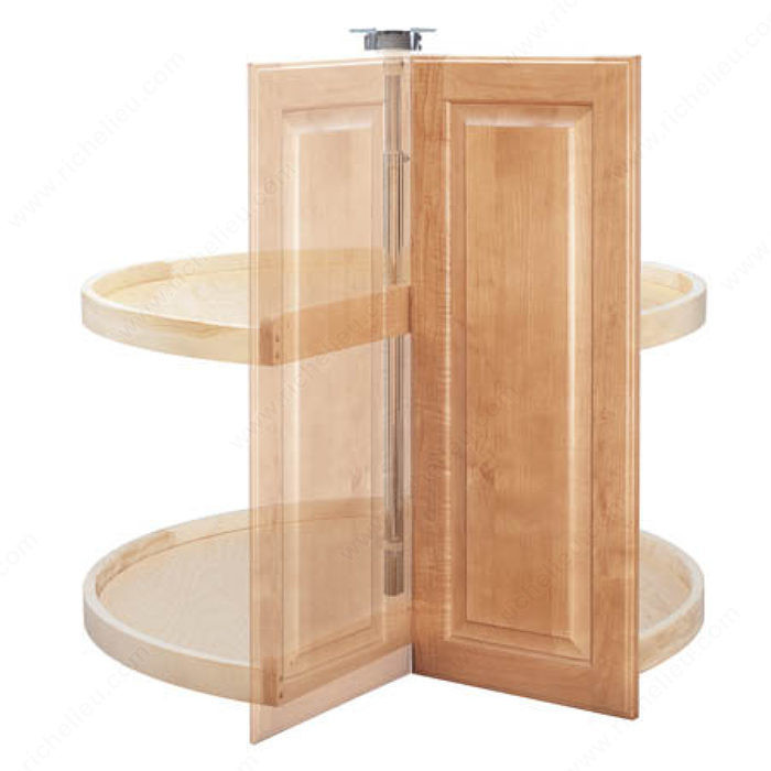Pie-Cut Wooden Tray Set, Tray Diameter 28 in, Height 26 to 32 in, Finish Natural, Rim Type Solid
