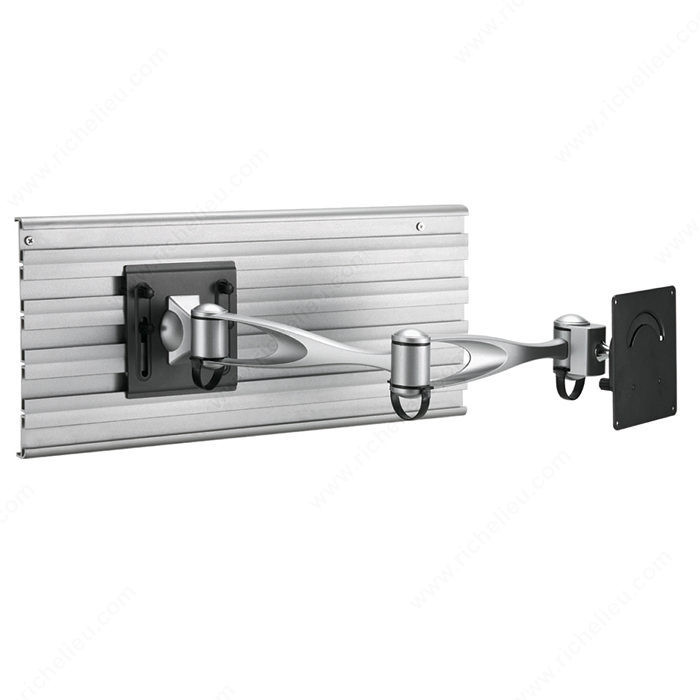 Slat Wall Mountable LCD Arms, Depth - Overall Dimensions 90 to 520 mm, Type Triple Pivot