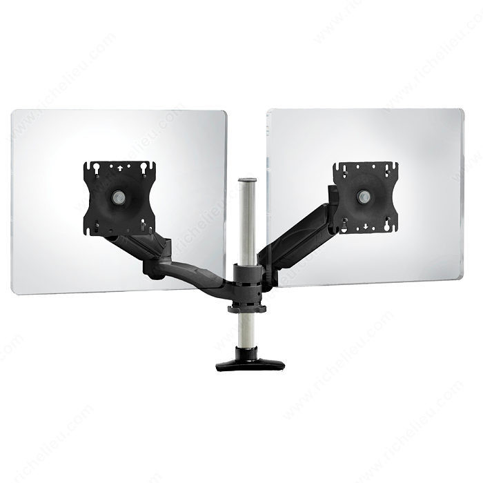 Triple-Pivot Dual LCD Arm with Height-Adjustable Segment, Finish Black