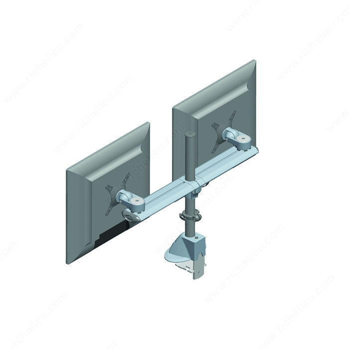 Desk-Mountable Dual LCD Monitor Arms, Finish Silver