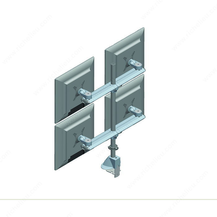 Desk Mountable Multiple LCD Monitor Arms, Number of Monitors Quad-Screen Beam Mount, Finish Silver