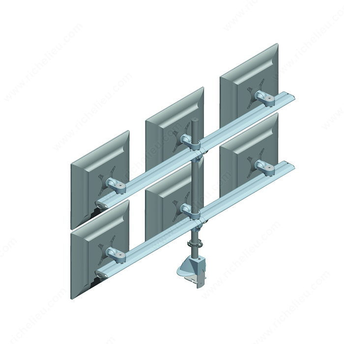 Desk Mountable Multiple LCD Monitor Arms, Number of Monitors Six-Screen Beam Mount, Finish Silver
