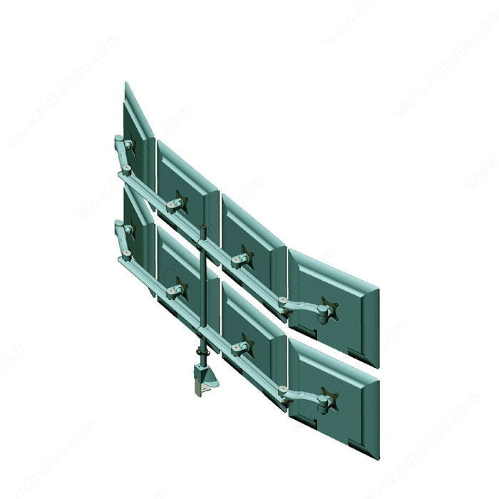 Desk Mountable Multiple LCD Monitor Arms, Number of Monitors Parabolic Octo-Screen Beam Mount, Finish Silver