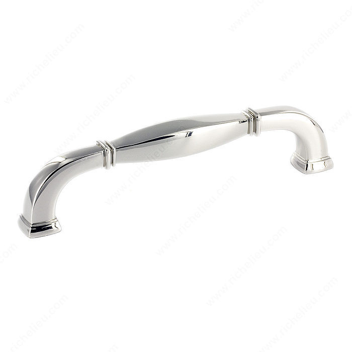 Transitional Metal Pull - 5021, Center to Center 8 in, Finish Polished Nickel, Length - Overall Dimensions 231 mm