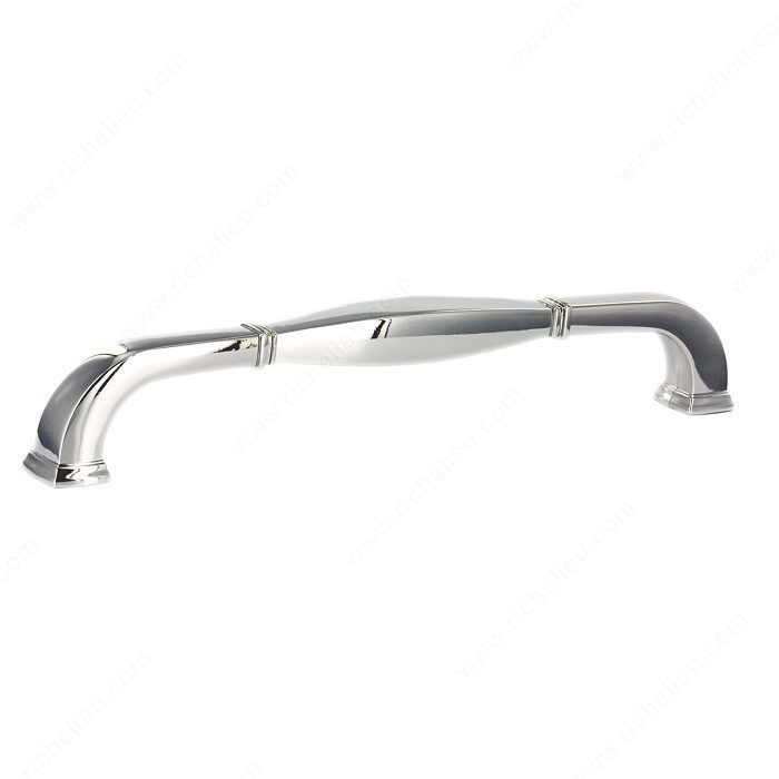 Transitional Metal Pull - 5021, Center to Center 12 in, Finish Polished Nickel, Length - Overall Dimensions 332 mm
