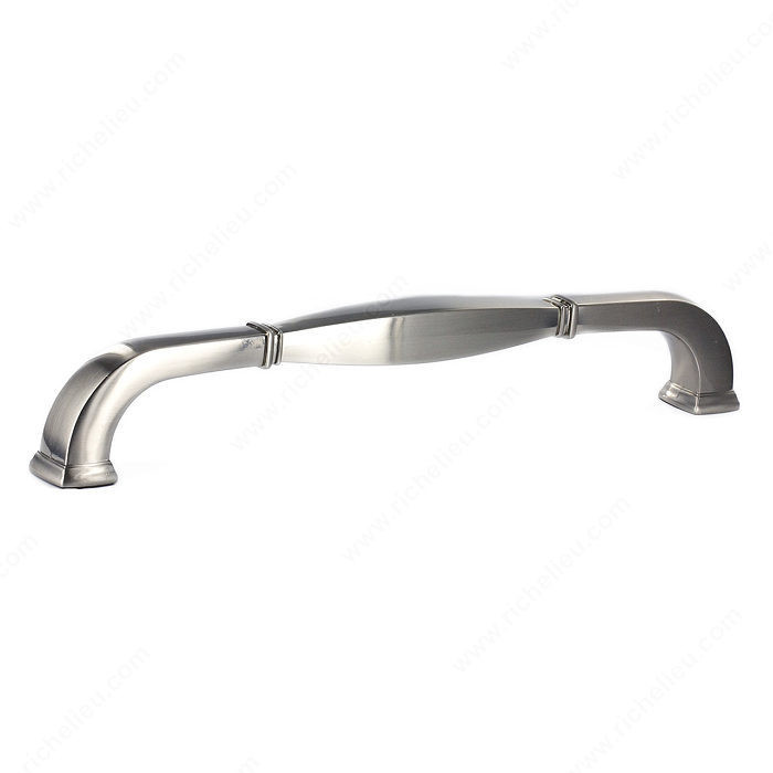 Transitional Metal Pull - 5021, Center to Center 12 in, Finish Brushed Nickel, Length - Overall Dimensions 332 mm