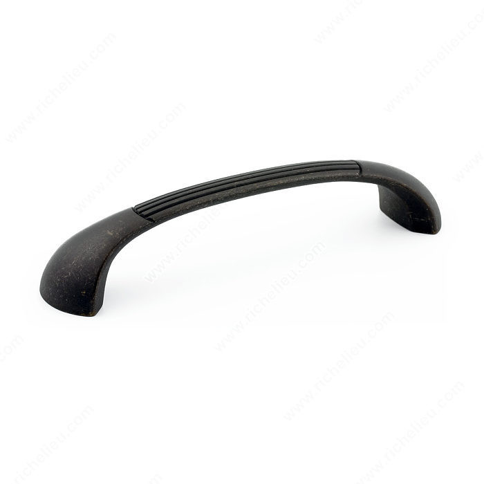 Transitional Metal Pull - 5083, Center to Center 128 mm, Finish Old America, Projection - Overall Dimensions 29 mm