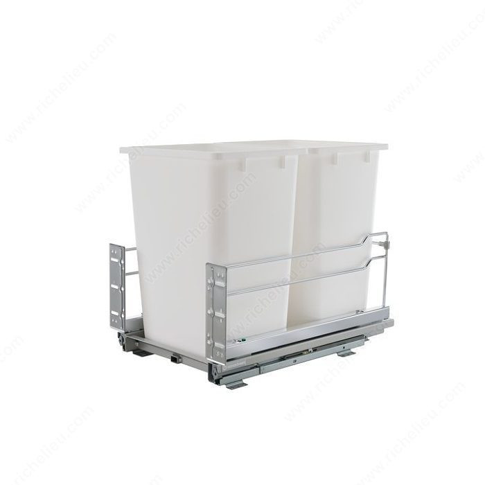 K Recycling Center Pull-Out Frame, Width 15 7/8 in, Finish Chrome, Total Capacity 72 qt, Bin Capacity 2 x 36 quarts