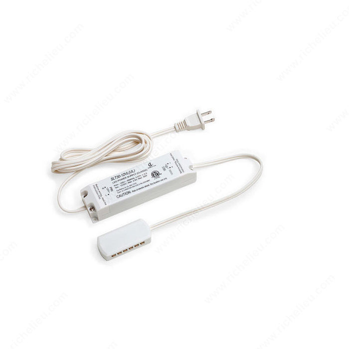 Power Supplies 12V, Watts 30 W, Height 1 1/4 in, Length 5 15/16 in, Width 1 5/8 in