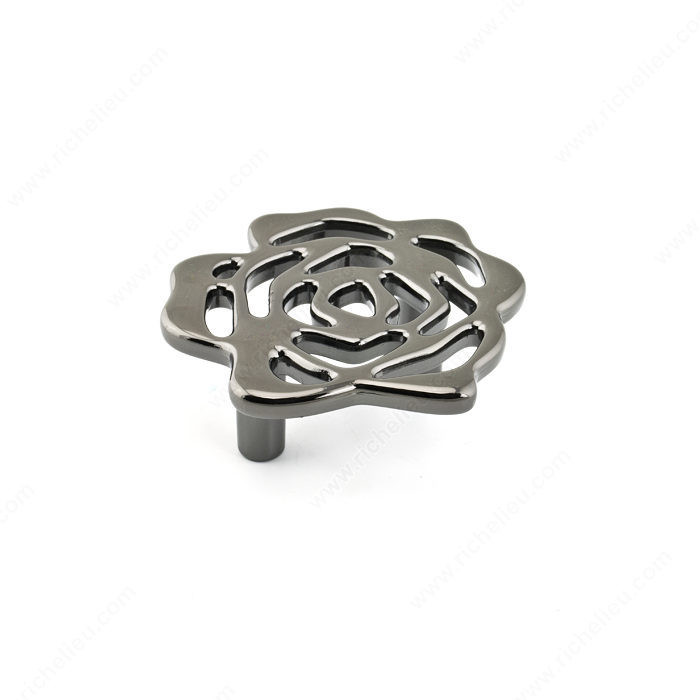 Metal Flower Knob - 5163, Finish Black Nickel, Diameter - Overall Dimensions 60 mm, Width - Overall Dimensions 60 mm