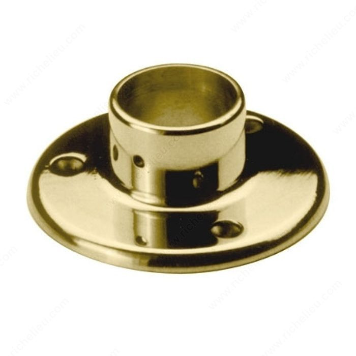 Floor Flange for Round Baluster Post, Diameter 4 in, Baluster Post Size 1 1/2 in, Material Solid Brass, Finish Brass