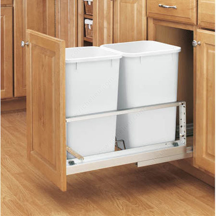 Double Pull-Out Recycling Center, Total Capacity 54 qt, Finish White, Depth 22 1/4 in, Height 18 15/16 in