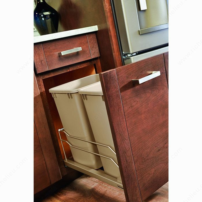 53WC Series Recycling Center, Total Capacity 54 qt, Width 12 1/4 in, Finish Champagne, Height 18 15/16 in