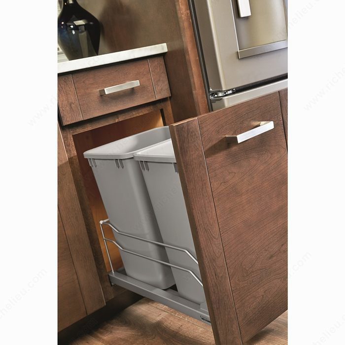 53WC Series Recycling Center, Total Capacity 54 qt, Width 12 1/4 in, Finish Silver Grey, Height 18 15/16 in