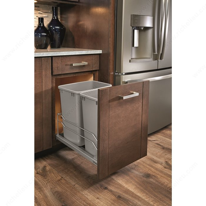 53WC Series Recycling Center, Total Capacity 70 qt, Width 15 in, Finish Silver Grey, Height 19 in