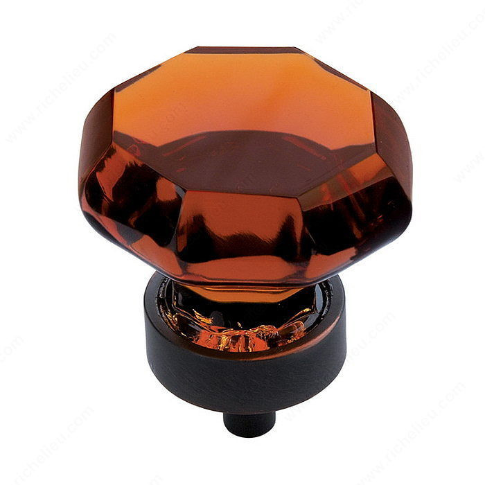 Traditional Crystal & Glass Knob - 55266, Finish Amber Glass / OilRubbed Bronze, Material Glass / Zinc, Diameter 1 1/4 in