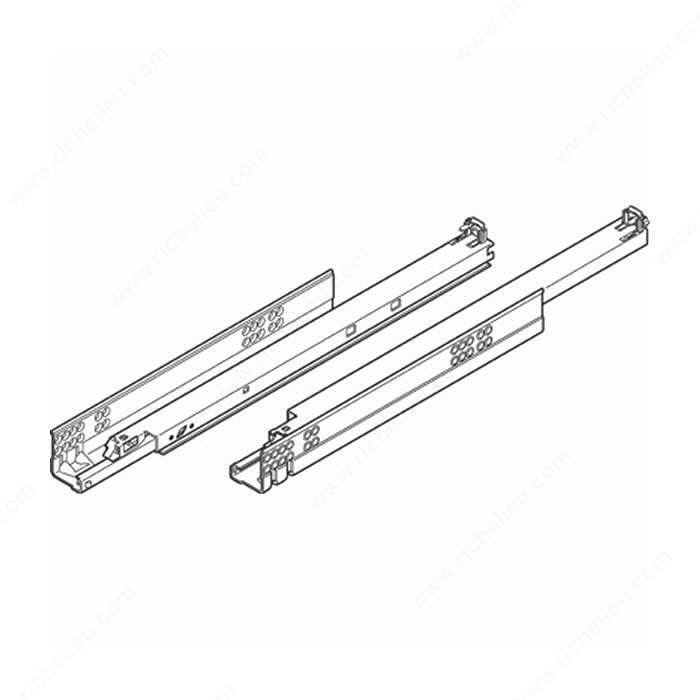Single Extension US Runner System for Face Frame Cabinets, Mounting Type For 5/8" drawer sides, Slide Length 533 mm